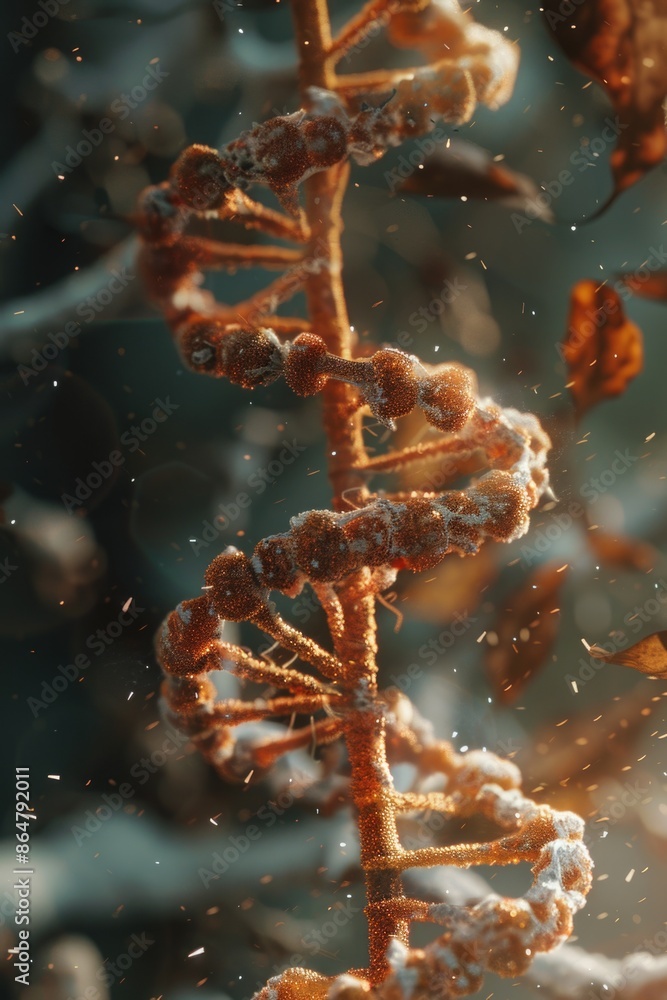 Aufkleber a close up of a dna strand with a lot of detail. the image has a mood of mystery and intrigue, as th