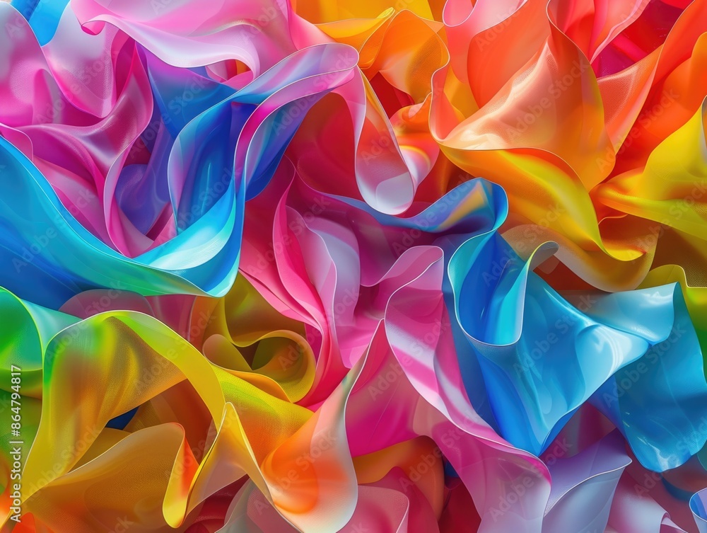 Poster a colorful piece of fabric with a rainbow pattern. the colors are bright and vibrant, creating a sen