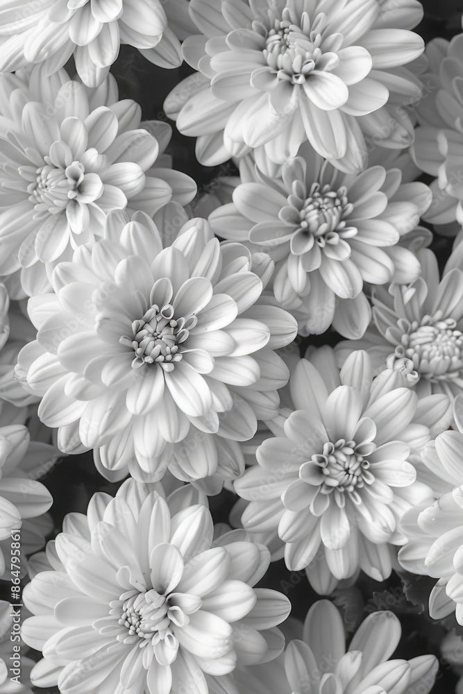 Aufkleber a close up of a bunch of white flowers with a black background. the flowers are arranged in a way th