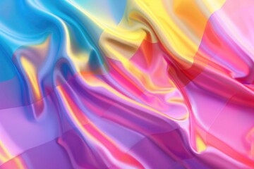 Obraz premium A colorful piece of fabric with a rainbow pattern. The colors are bright and vibrant, creating a sense of energy and excitement. The fabric appears to be made of a shiny, reflective material