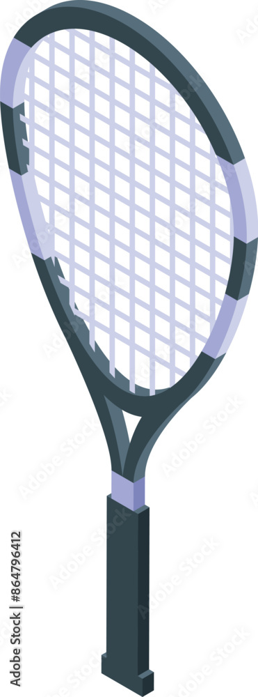 Aufkleber tennis racket standing up with simple design in isometric view