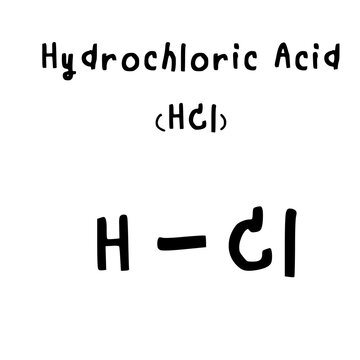 molecular structure of hydrochloric acid  illustration