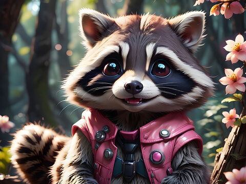 Un mapache cabez&oacute;n con una carita linda y fencantadora 