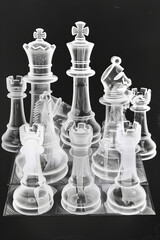 X-ray scan of a chess set, showing internal structure of pieces