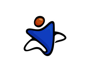 simple human jump happy fun art forming star logo design template