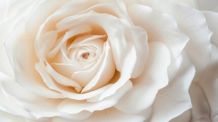 Fully bloomed white rose, detailed and textured petals, soft glow, capturing its graceful beauty, serene and elegant