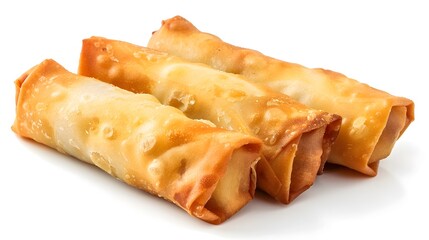Delectable Spring Rolls Isolated on Pristine White Background
