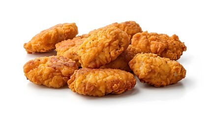 Delicious Crispy Chicken Nuggets Isolated on Plain White Background