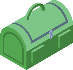 Green metal toolbox holding tools for a handyman or construction worker