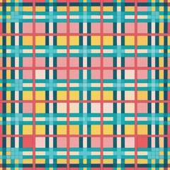 seamless pattern of colorful windowpane grids with pastel hues, Generative AI