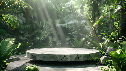 Podium background product green nature 3D forest