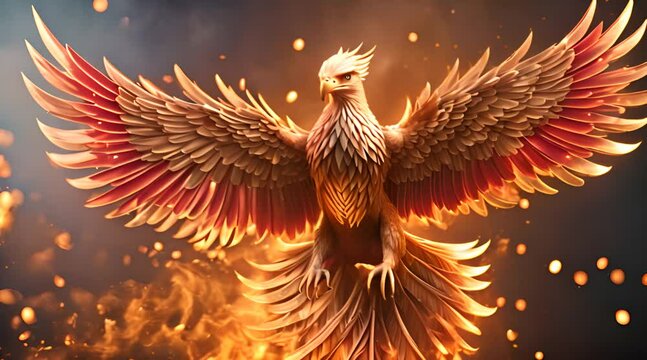 Fiery Phoenix. Abstract Magic and Mythical Firebird
