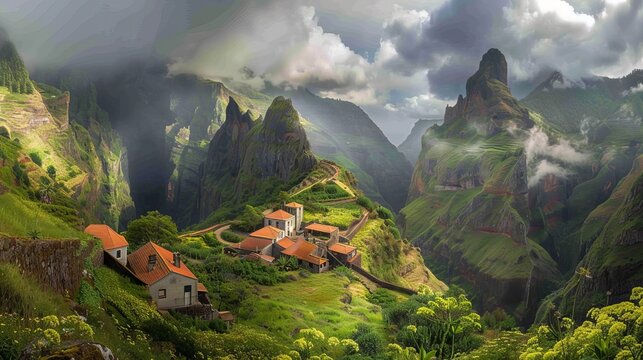 Captured from a vantage point near Ponta de S&atilde;o Louren&ccedil;o on Madeira Island, Portugal, this panoramic view reveals the charming village of Cani&ccedil;al. 