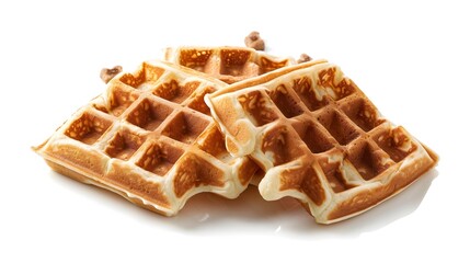 Mouthwatering Waffles on Pristine White Background Showcasing Texture and Appetizing Appeal