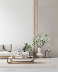 Property room with a minimalist interiors composition with minimal furniture or arrangements and copy space for text. Premium residential Real Estate concept image.