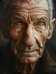 Weathered Wisdom:A Captivating Close-up Portrait of an Elderly Man's Expressive Face