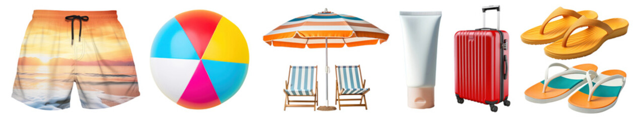 Summer vacation essential  png cut out element set