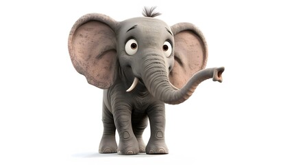 Obraz premium Cute elephant cartoon on white. 