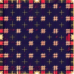 seamless pattern of windowpane grids interspersed with tiny stars, Generative AI