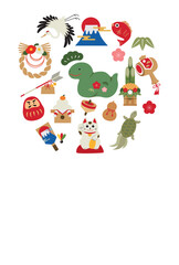 2025年　巳年　縁起物の年賀状