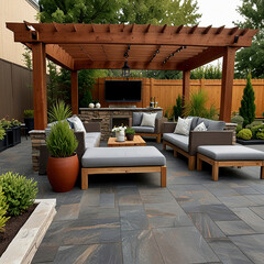 Fototapeta premium modern living room interior design with outdoor home design