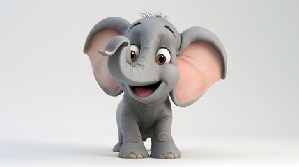 Cute elephant cartoon on white. 