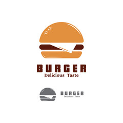 Fototapeta premium Burger Logo, Bread Vector, Meat And Vegetable, Fast Food Design, Burger Shop And Product Brand Icon Illustration