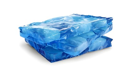 Fototapeta premium Photo of Transparent Ice Packs Isolated on White Background