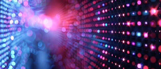 Abstract background with glowing lights and blurred effects in pink and blue colors.