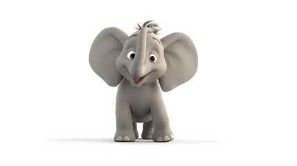 Cute elephant cartoon on white. 