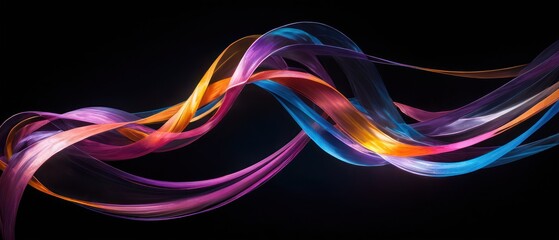 Colorful Abstract Neon Light Streaks on Dark Background