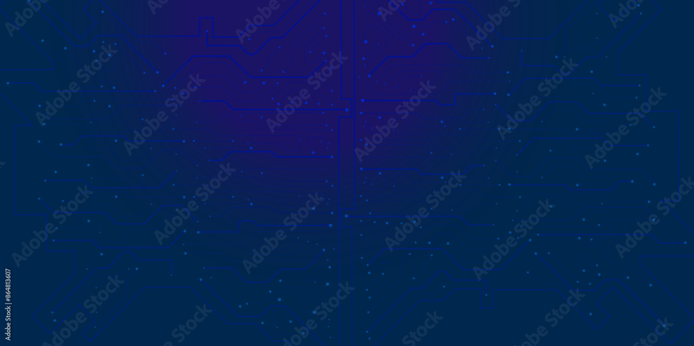 Aufkleber technology connected blue lines with electronics elements on tech bg. circuit connected lines and do