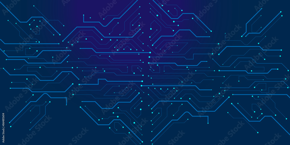Fototapete high-tech circuit board connection system concept. vector abstract technology illustration circuit b