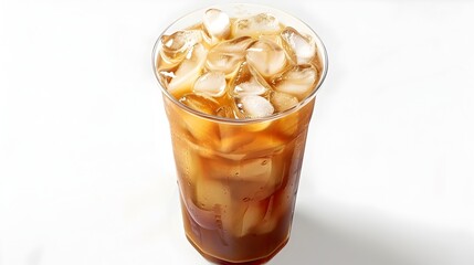 Refreshing Thai Iced Coffee Drink on White Background