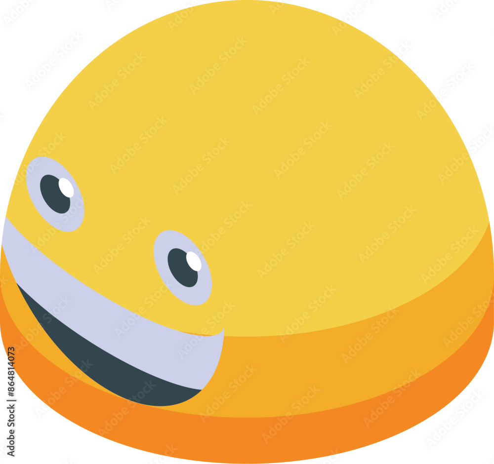 Poster round, yellow emoji is expressing joy with a large smile - Posters