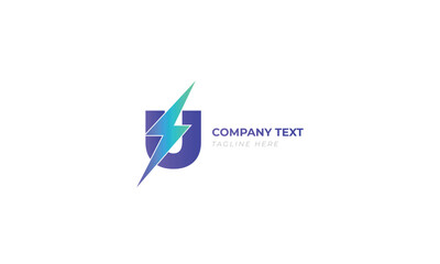 U letter eco electric service business logo template
