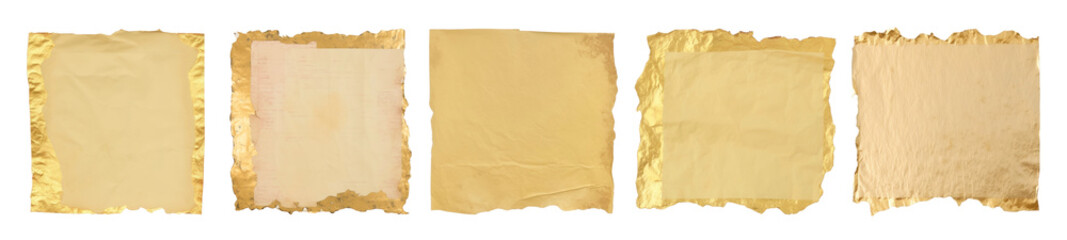 Vintage gold ripped paper png cut out element set