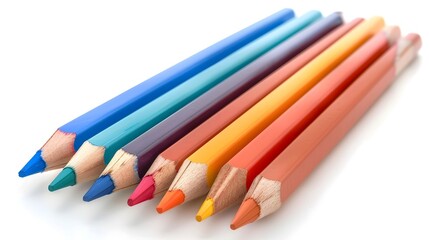 Fototapeta premium Vibrant Colored Pencils on Pristine White Background for Creative Artworks