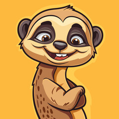 cartoon character logo, Meerkat, winking, smiling, 2d, vector illustration, mascot logo