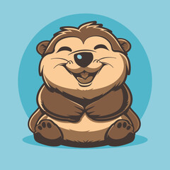 Obraz premium cartoon character logo, Sea Otter, winking, smiling, 2d, vector illustration, mascot logo