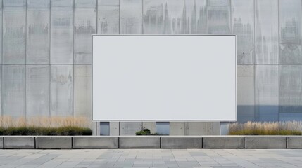 Obraz premium Empty white signboard in front of a modern art gallery