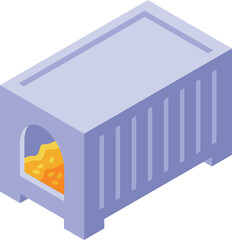 Shipping container full of gold isometric illustration is showing valuable cargo being transported