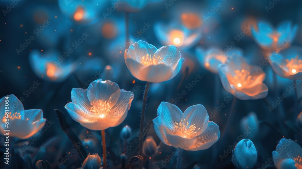 Poster a bioluminescent bloom glows softly in the dark, its minimal background enhancing the magical aura. 