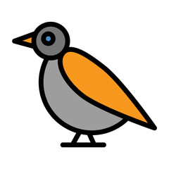 Bird icon color or logo illustration outline black style	

