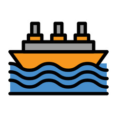 Obraz premium boat icon color or logo illustration outline black style 