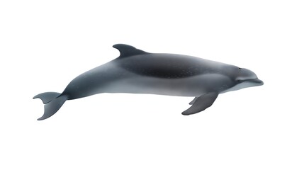 3. Produce an illustration of a porpoise on a clear background, capturing its full body with emphasis on its small size and characteristic curved dorsal fin, ensuring no text or logos are included.