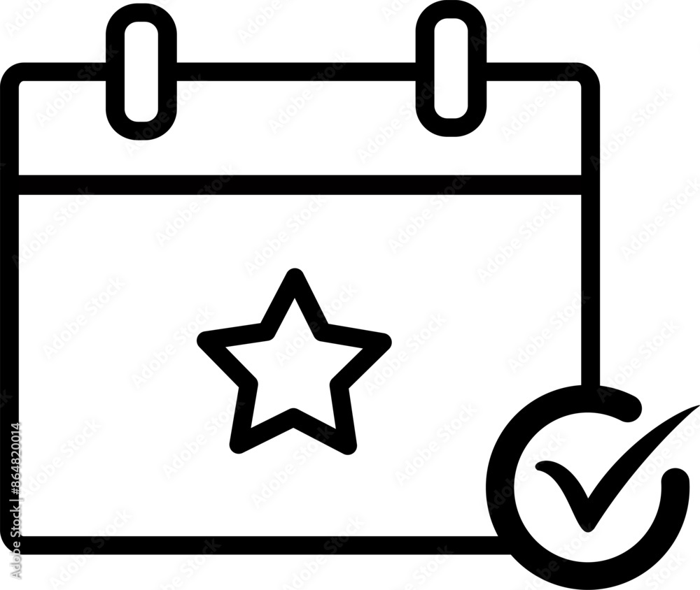 Aufkleber favorite day icon. calendar with simple star and checklist icon. replaceable vector design.