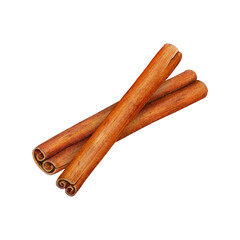 Dry cinnamon spice stick pile watercolor illustration. Nature raw organic spice from a tree bark. Hand drawn cinnamon element for medicine, food and aromatherapy. Isolated on white background