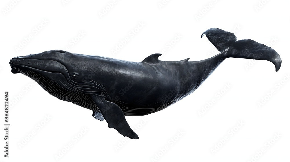 Poster 2. create an isolated, white-background image of a sperm whale featuring its entire body, including 