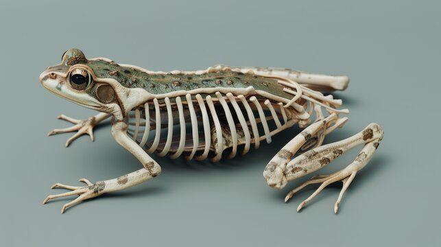 Biology class dissecting a virtual frog, detailed 3D anatomy, [virtual dissection], [biology education]